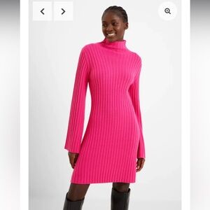FRENCH‎ CONNECTION BABYSOFT pink bell sleeve sweater DRESS in size M & L